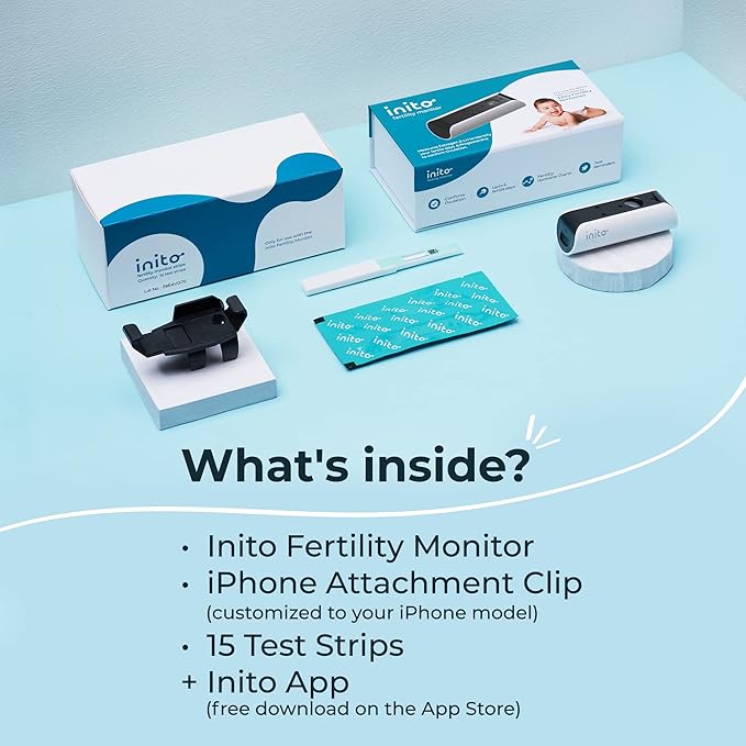 Inito Fertility Monitor & Hormone Tracker for Women | Estrogen, LH, PdG (Urine Metabolite of progesterone), FSH | Track and Confirm Ovulation | Includes 15 Test Strips (iPhone 14 Pro)