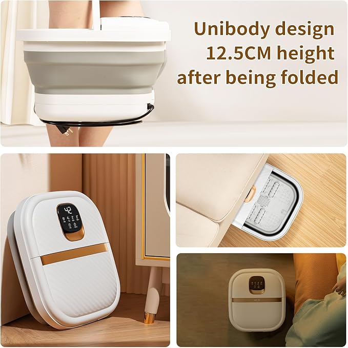 Collapsible Foot Spa with Heat, Touchscreen, Foldable Foot Bath Massager with Temperature Control, Foot Massage Rollers, Pedicure Spa for Home, Office, Relaxation, Gift for Men & Women