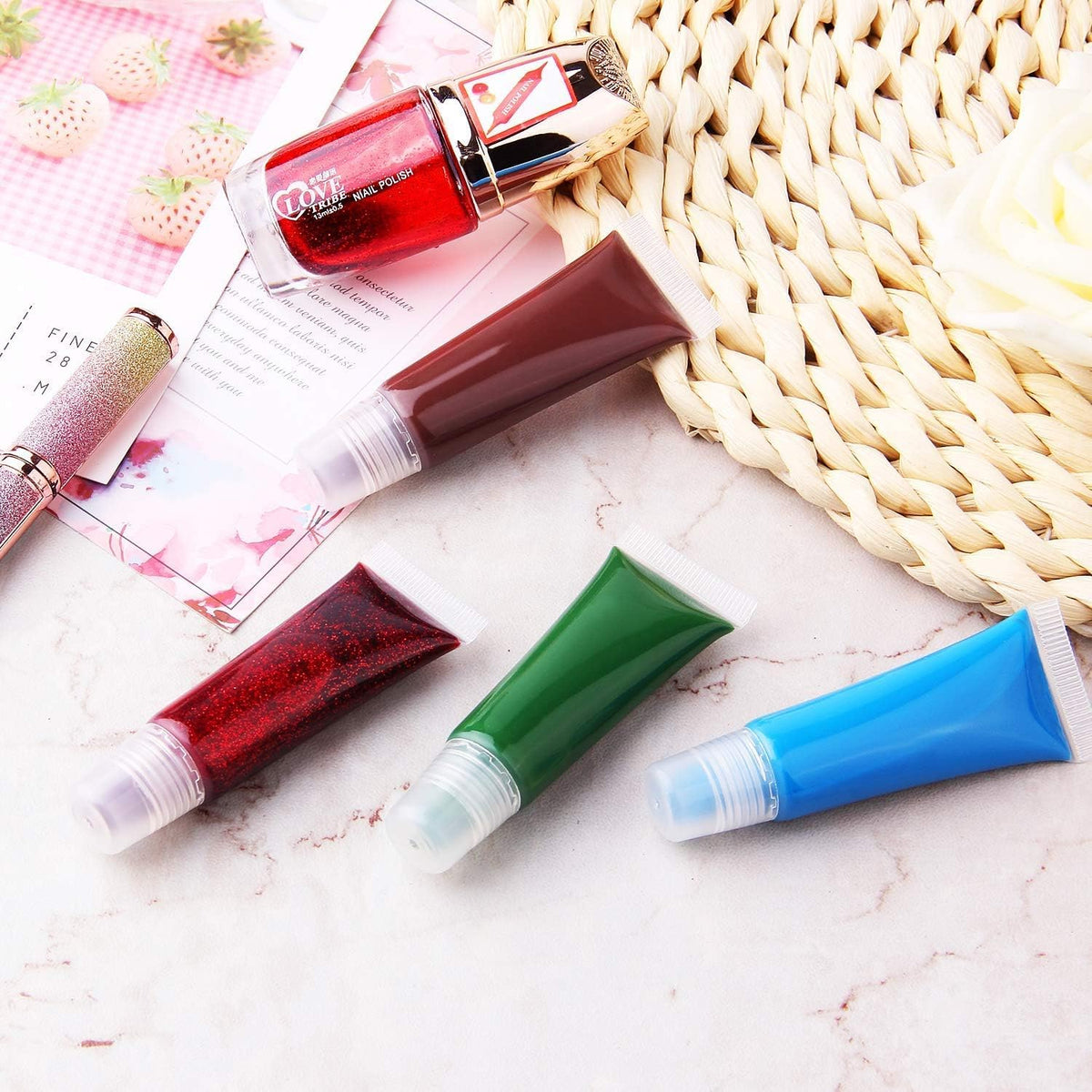 JIAKAI 10ml Mini Clear Refillable Empty Tubes Lip Gloss Balm Container，Soft Tubes Makeup Box，Shampoo Samples Empty Tubes with Screw Cover (10pcs)