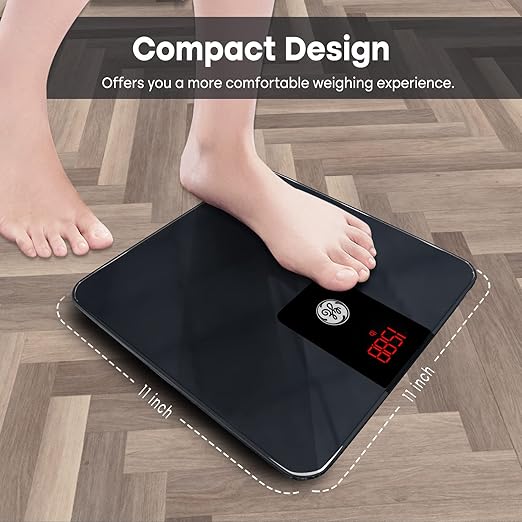 GE Digital Smart Bathroom Scale - Accurate Bluetooth Body Weight and BMI - Electronic Black Scale, 400lb Capacity