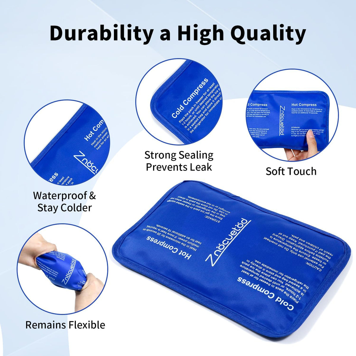 Gel Ice Pack for Injuries Reusable Soft Freezer Ice Bag with Strap- Hot Cold Compress Packs for Swelling Bruises Surgery Knee Shoulder Foot Back Ankle Neck Elbow Wisdom Tooth-1 Pack