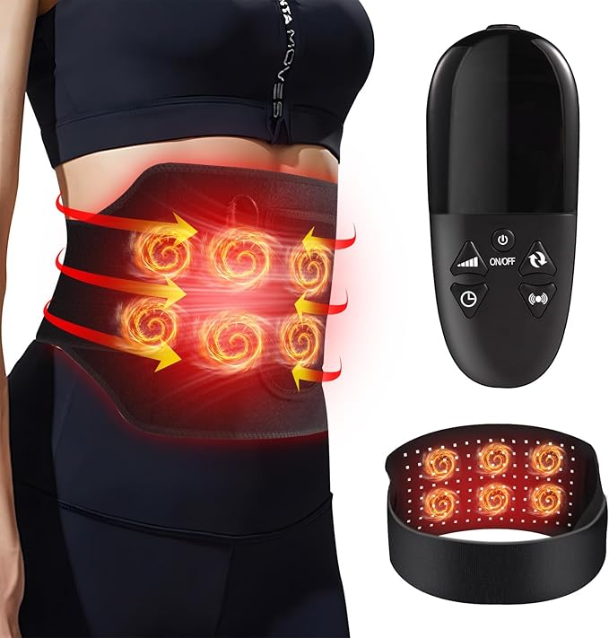 Red Light Therapy Belt,Vibrating Red Light Therapy for Body,660nm&850nm Upgraded 3-in-1 Chips,Wireless Remote Control Infrared Red Light Therapy Helps Relieve Back Shoulder Abdominal Muscle Pain