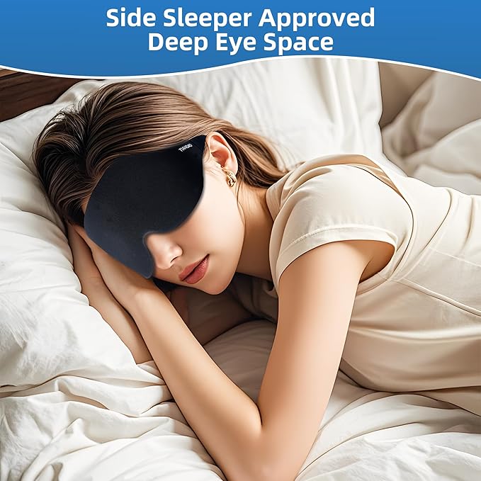 Soft Sponge Sleeping Mask for Side and Back Sleepers, Light Blocking 3D Eye Mask, Zero Pressure Memory Foam Travel Sleep Mask for Airplane, Comfortable Blindfold for Restful Sleep