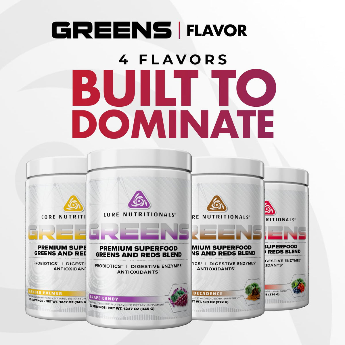 Core Nutritionals Greens | Premium Superfood Reds & Greens Blend | 5 Billion CFU Probiotics, Digestive Enzymes, & Antioxidants | 30 Servings (Chocolate Decadence)