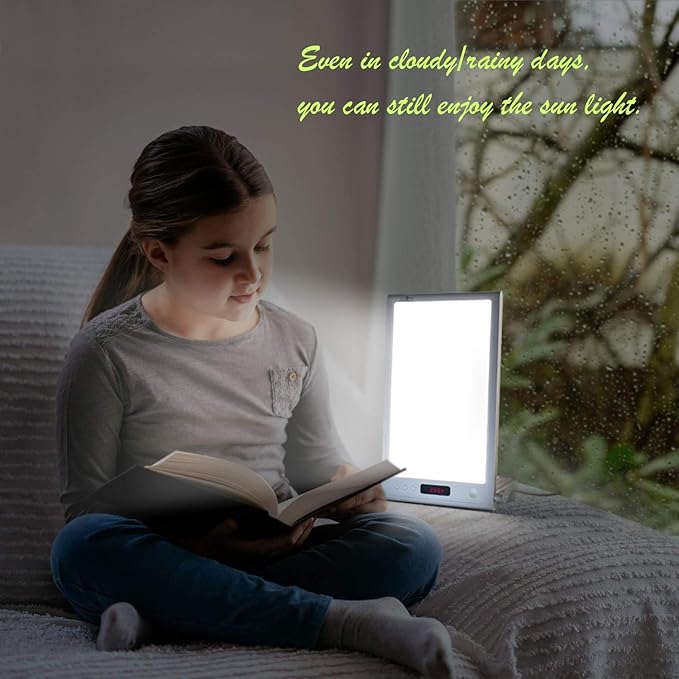 Light Therapy lamp 12000 lux Bright Light Alarm Clock to Wake up Happy Sun Sunrise Light Dawn Simulator with Vibration Detection and Snooze Function APP Control