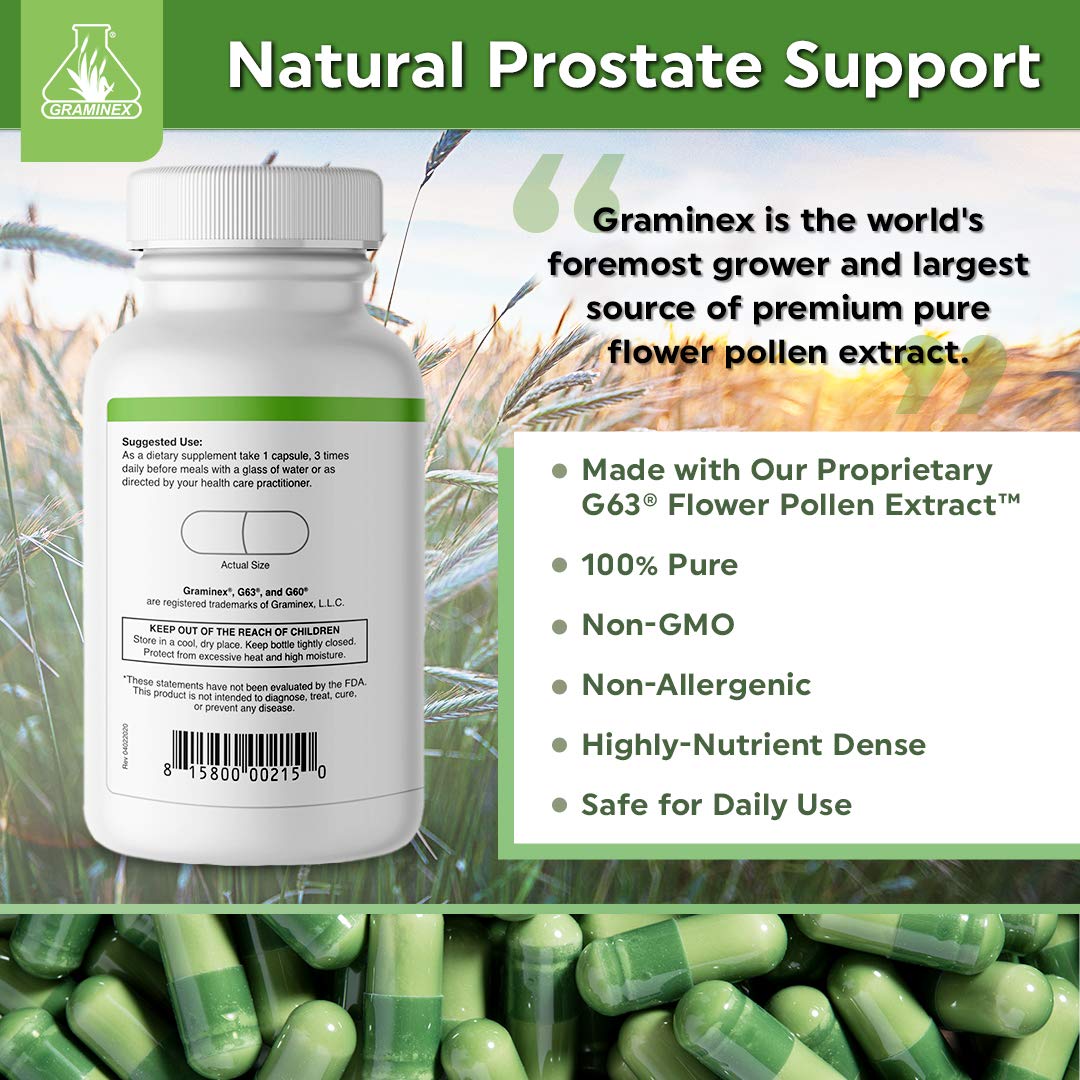 Graminex PollenAid Prostate Supplement: All Natural Prostate Support for Bladder Control & Urinary Tract Health, Rye Pollen Extract Made in USA, 90 Vegetarian Capsules