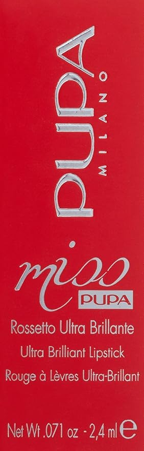 Pupa Milano Miss Milano Lipstick - Creamy, Ultra Pigmented Color For Lips - Nourishing Formula - Crystal-Effect Lipstick - Ultimate Boost Of Volume And Hydration - 201 Cinderella - 0.071 OZ