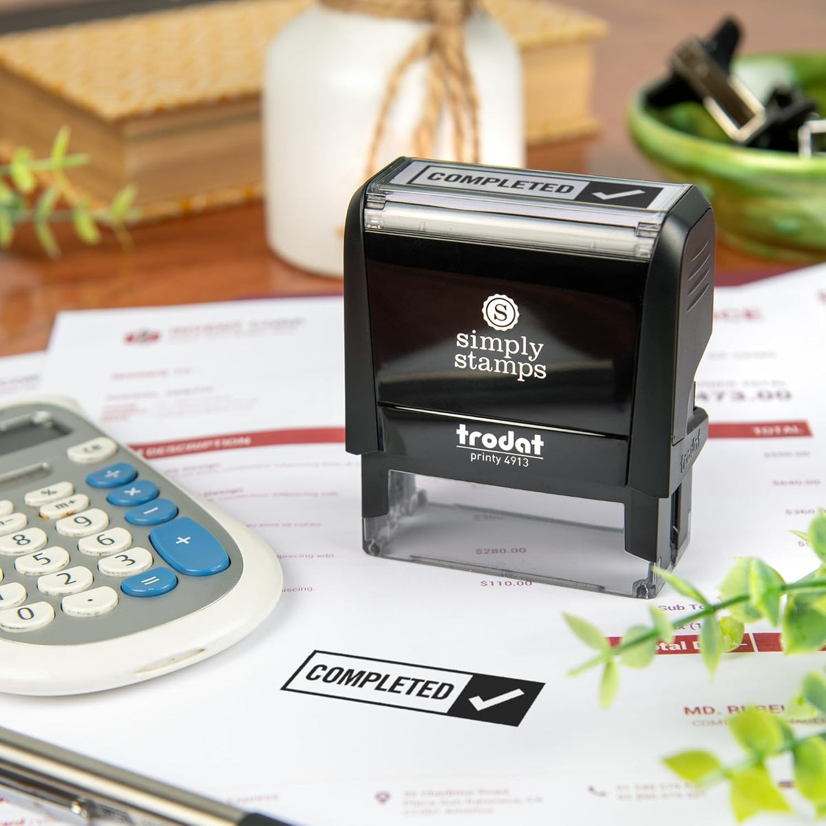 Completed Office Stamp | 4 Different Sizes | 20 Designs | Multiple Color Options | Perfect for Quick Validation of Office Documents (Completed, Large)