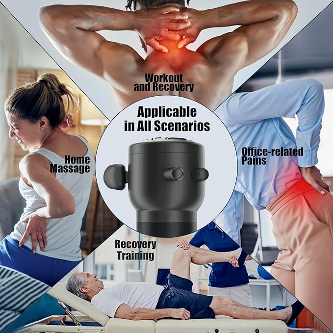 Pro Max Therapy Deep Muscle & Head Vibration Massager, Rechargeable Portable Massager for Travel – Relieves Fatigue & Stress, Soothes Scalp Tension, Black