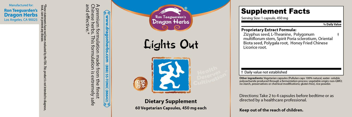 Dragon Herbs - Lights Out Capsules - 60 Capsules, 450 mg Each