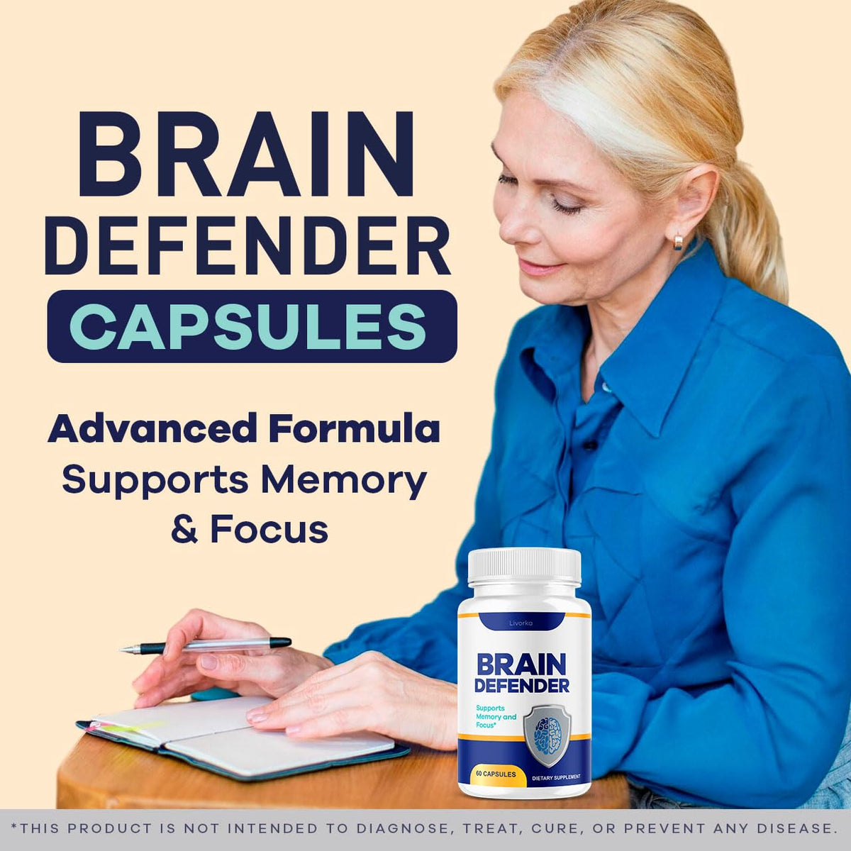 (5 Pack) Brain Defender - Official Brain Defender Supplement Advanced Pills, Natural Brain and Memory Support, Brain Defender Health & Wellness Multivitamin, 300 Capsules for 5 Months