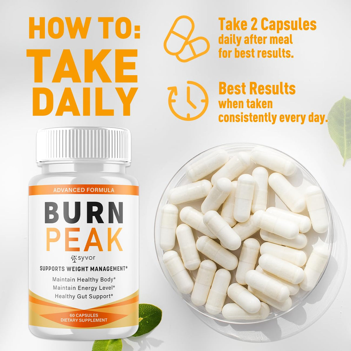 Burn Peak Capsules, Official Burnpeak Pink Salt Pills with All Natural Ingredients, Advanced BurnPeak Health and Wellness Supplement with Premium Vitamins for Active Lifestyle Support (60 Capsules)