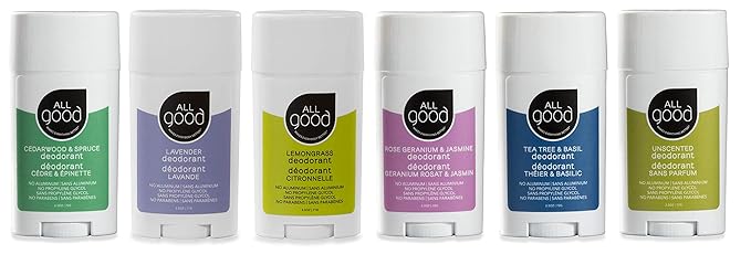 All Good Aluminum Free Deodorant Stick - Natural Deodorant w/Shea Butter & Aloe Vera, Bio-Active Formula, Vegan, Underarm Odor Protection for Men & Women (Tea Tree & Basil)(2-Pack)