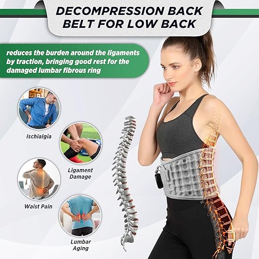 ERHIVORA Decompression Back Belt with Red Light Heating and Massage, Back Reliever, Inflatable Back Brace for Spinal Lumbar Woman Men Heating Pad