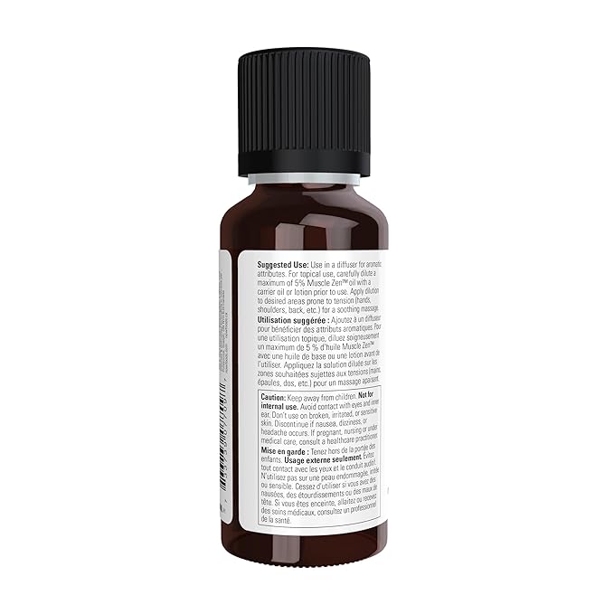 NOW Foods Essential Oils, Muscle Zen™ Essential Oil Blend for Sports Massage, Steam Distilled, 1-Ounce (Pack of 2)