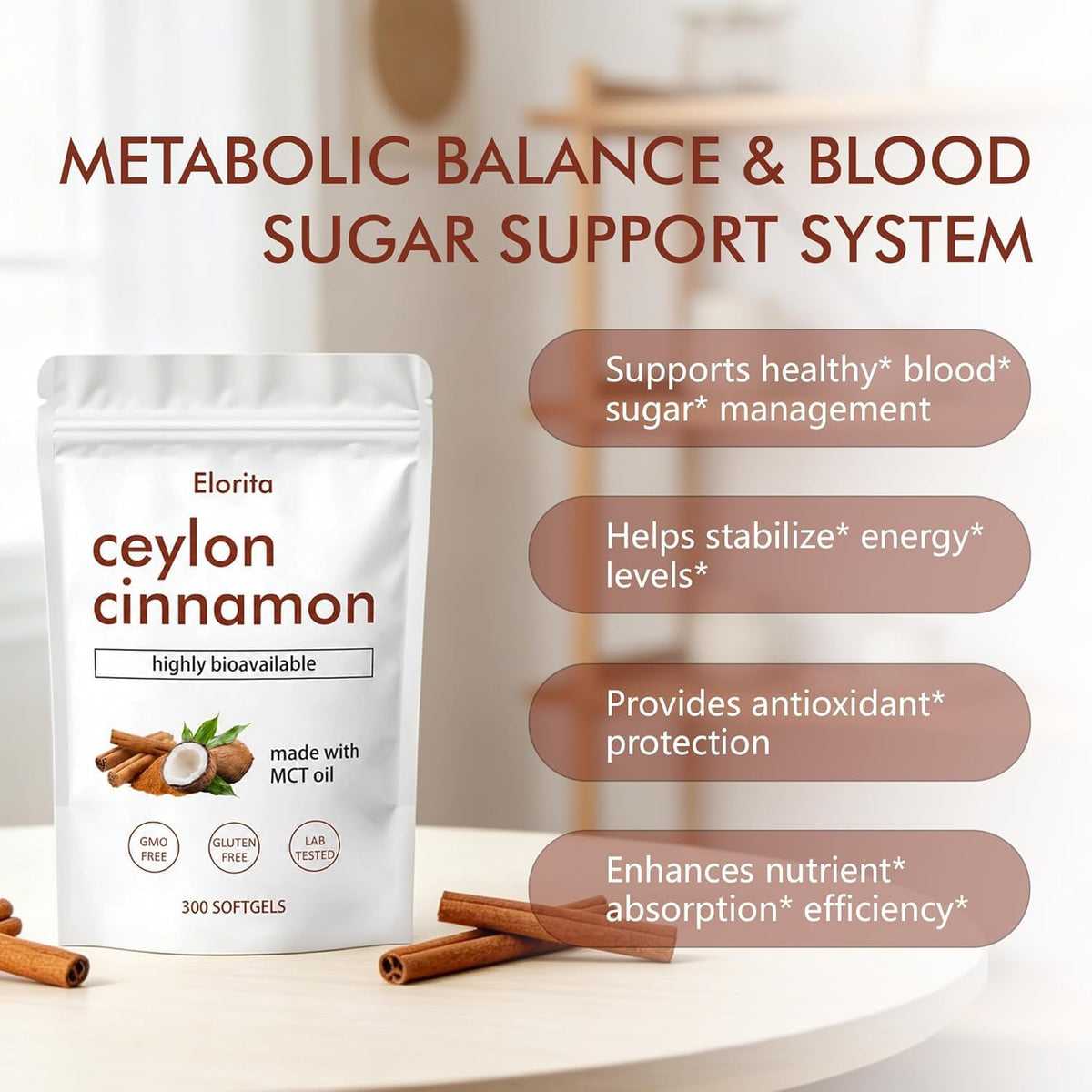 TMKTMK Noralife Ceylon Cinnamon, Ceylon Cinnamon with Mct Oil, 300 Softgels