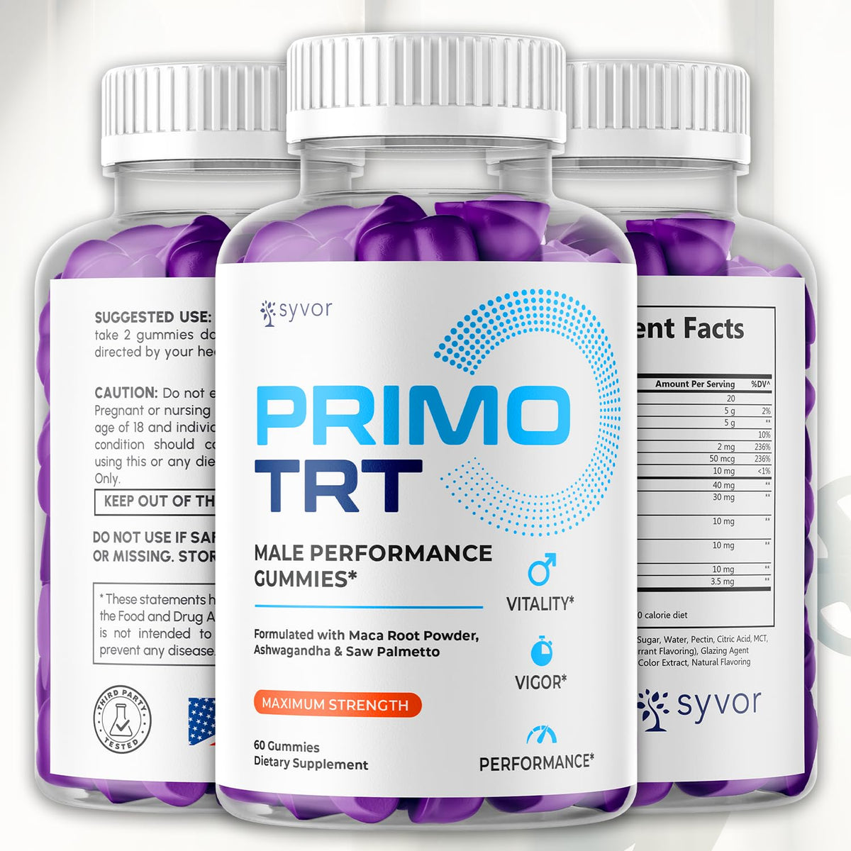 (2 Pack) Primo TRT Gummies for Men, Official Primo TRT Male Performance Gummys with Maximum Strength Ingredients, Advanced PrimoTRT Male Health Support Supplement with Premium Vitamins (120 Gummies)