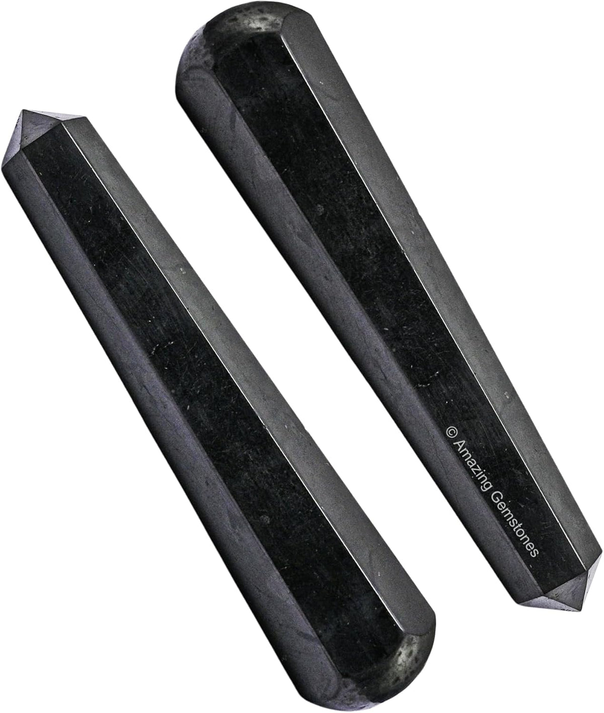 Amazing Gemstone Shungite Crystal Wand Massage Stick - Pelvic Wand Gua Sha for Adults - Crystals and Healing Stones Massage Wands for Adults Gifts (Pointed)