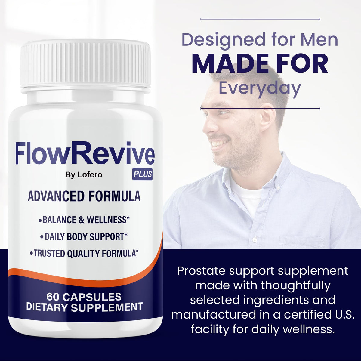 (2 Pack) Flow Revive Capsules, FlowRevive Pills Advanced Premium Prostate Supplement Health Support Formula Vitamins for Men Urinary Function, Comfort, Flow & Balance All Natural Ingredients (120 ct)