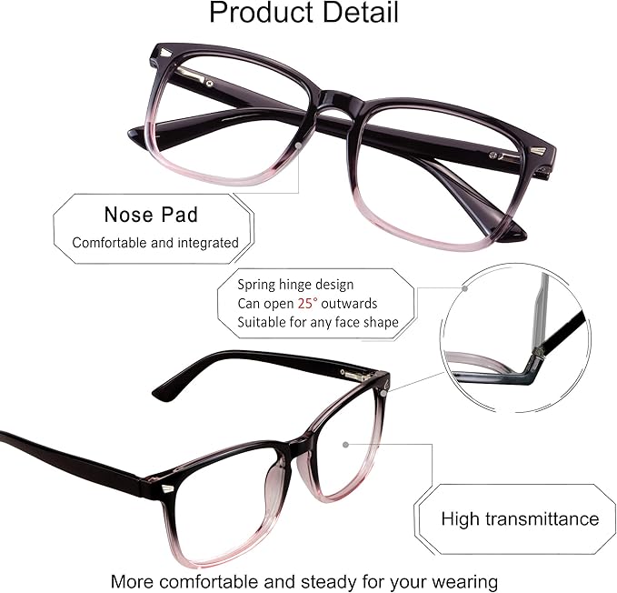 YEIN Bifocal Reading Glasses with Blue Light Blocking Lenses, Bifocal Reader for Women and Men, Vintage Square frame with Spring Hinge (+0.00/+1.75 magnification)