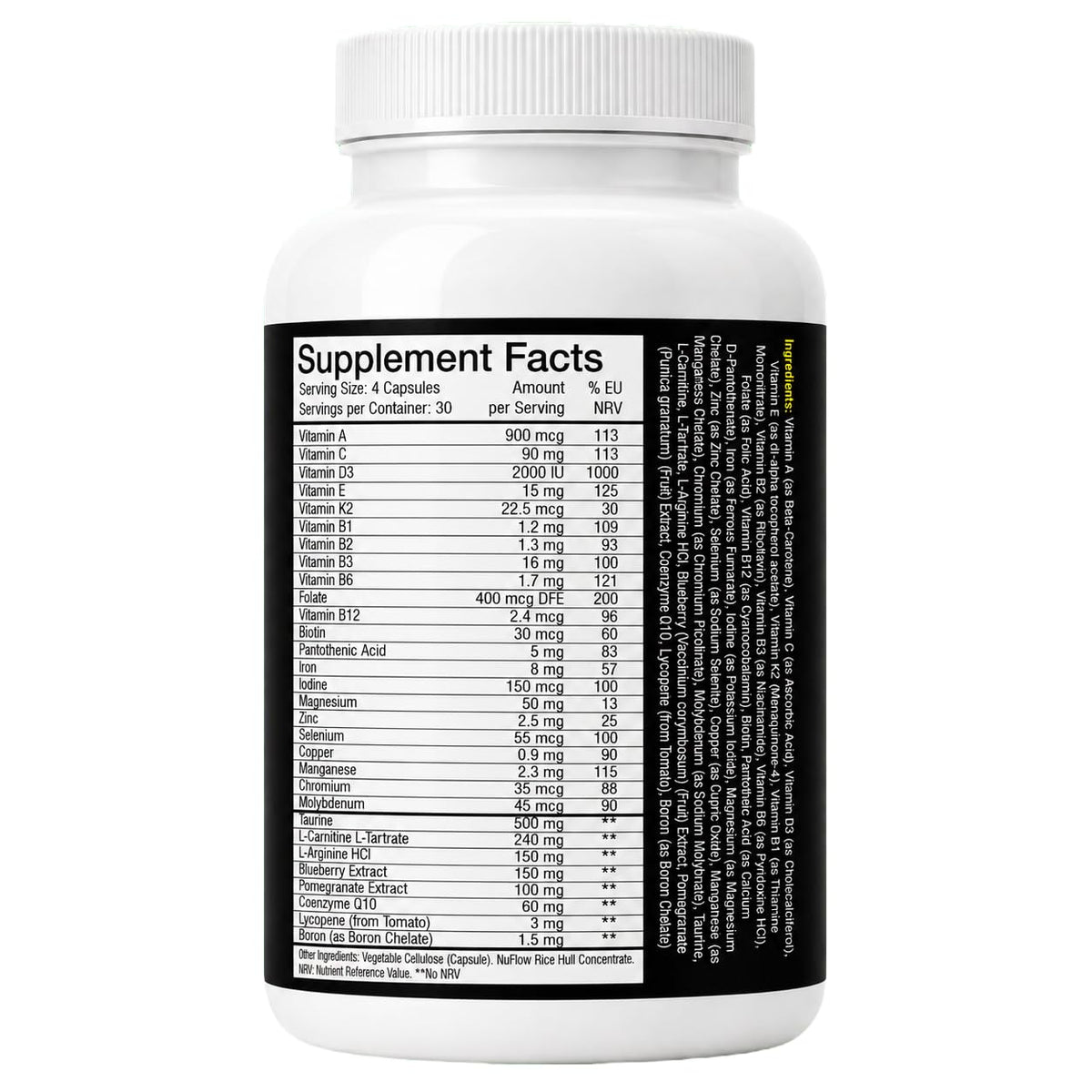 PRIME MALE T-Vitamins – Advanced Multivitamin for Men – Supports Testosterone, Energy & Immune Health – 120 Capsules – Caffeine-Free