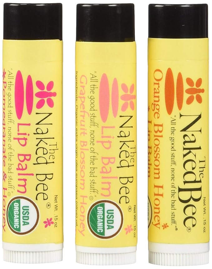 The Naked Bee Lip Balm in Orange Blossom Honey, Grapefruit Blossom Honey, and Pomegranate & Honey 0.150z + Jasmine & Honey 8oz + Coconut & Honey Moisturizing Hand & Body Lotion 6.7oz