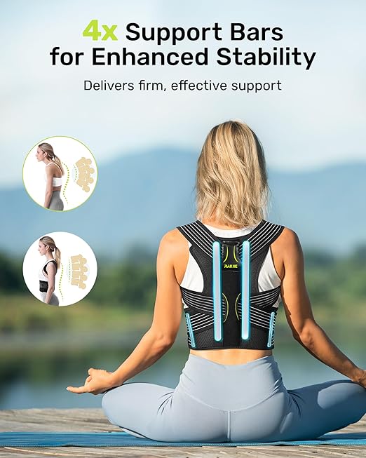 Upright Posture Corrector, Comfortable Lumbar Support Belt with 3D Elastic Kintted Mesh, Upper and Lower Back Pain Relief, Easy to Put on & Take off, Yellow Size L (Upper Waist: 41.3"-47.2")