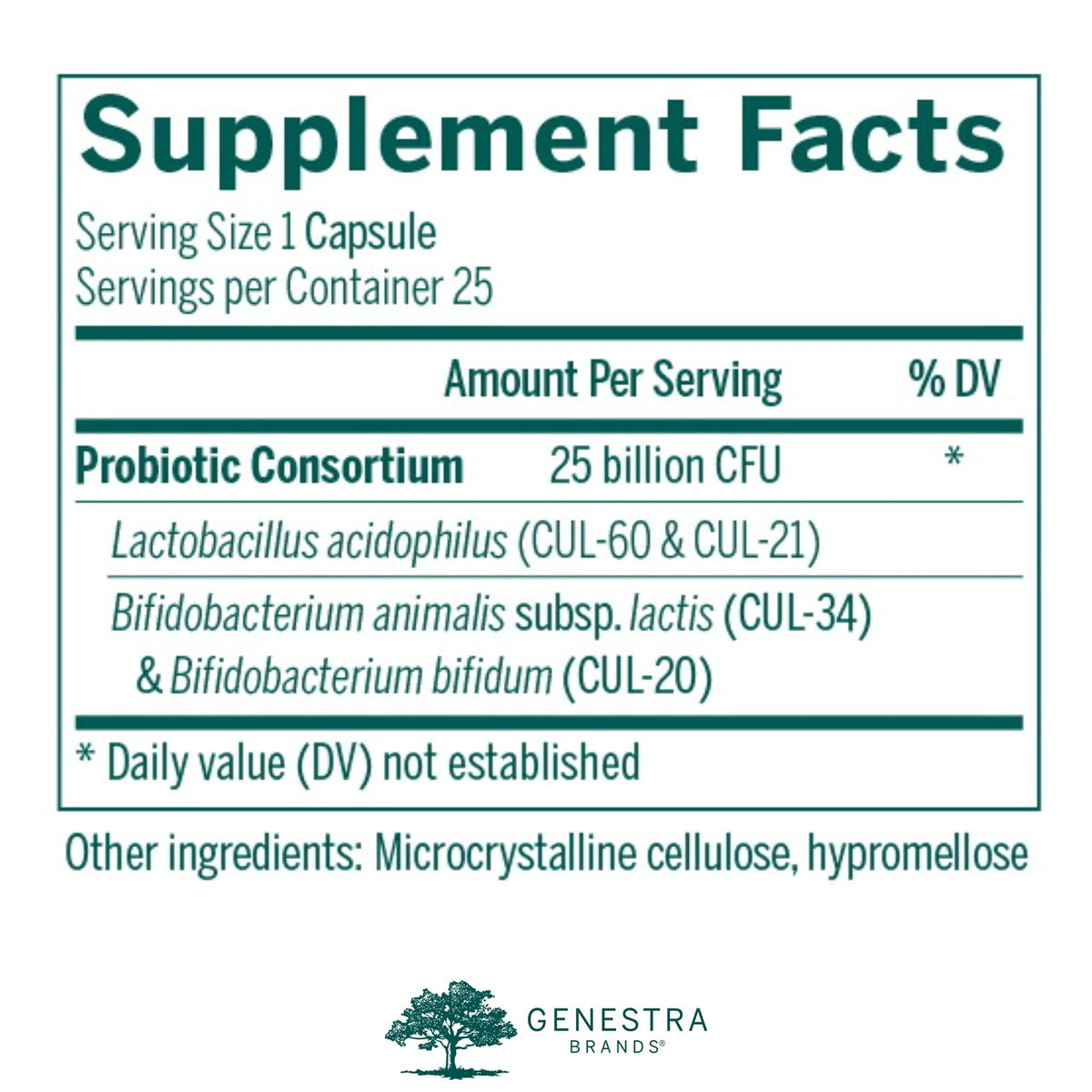 Genestra Brands HMF Intensive | Shelf-Stable Probiotic Supplement Support for GI Health, Abdominal Comfort and Healthy Microflora* | 25 Vegetarian Capsules