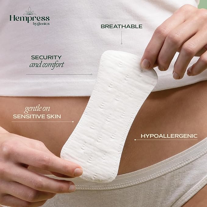 Hempress Panty Liners for Women, 120 Count, Feminine Care Organic Pads, Light Absorbency Comfortable Discreet Pantiliners, Cotton Menstrual Sanitary Napkins, Fragrance Free, Skin Friendly & Breathable