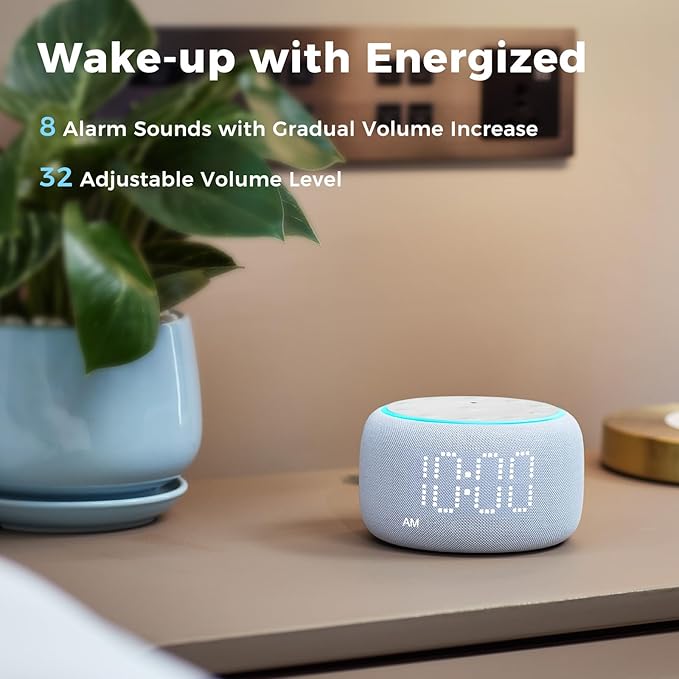 White Noise Machine Alarm Clock for Bedrooms - 5W Stereo Bluetooth Speaker - 24 Soothing Sounds - 9 Night Lights - Auto-Dimmable Digital Alarm Clock Sound Machine for Sleeping