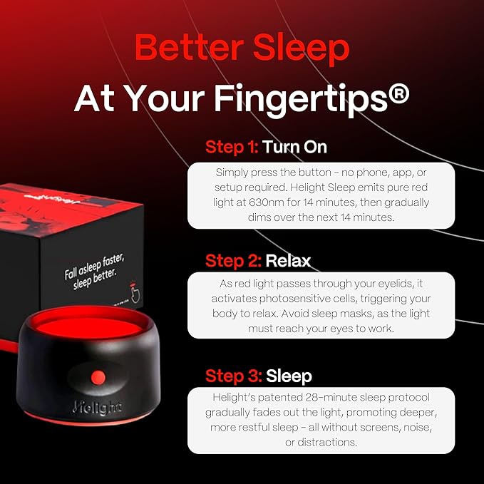 Red Light Therapy Sleep Device – 630nm Pure Red Light Lamp Sleep Aid to Support Deep Relaxation – Rest Lamp Backed by Science for Adults & Kids Bedrooms