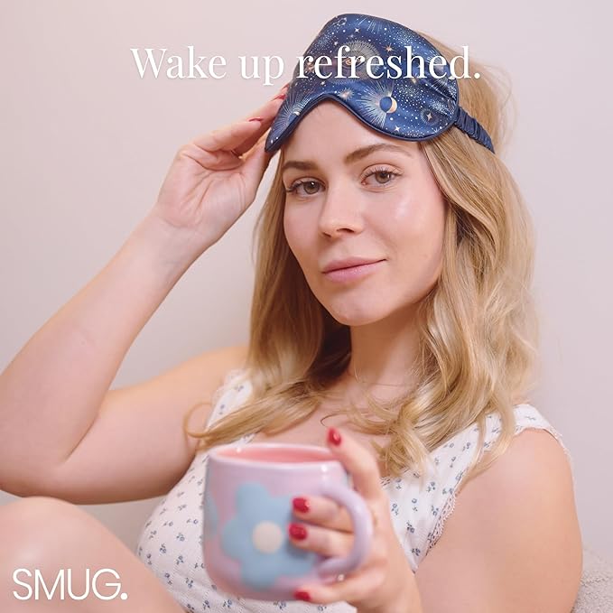 SMUG Satin Sleep Mask (3 Pack) Deep Dream Sleep Aid Eye Mask for Women & Men for Sleeping, Travel, Night Shift - Soft on Skin & Reduce Dark Circles - Eye Cover to Block Out Light - Blue Celestial