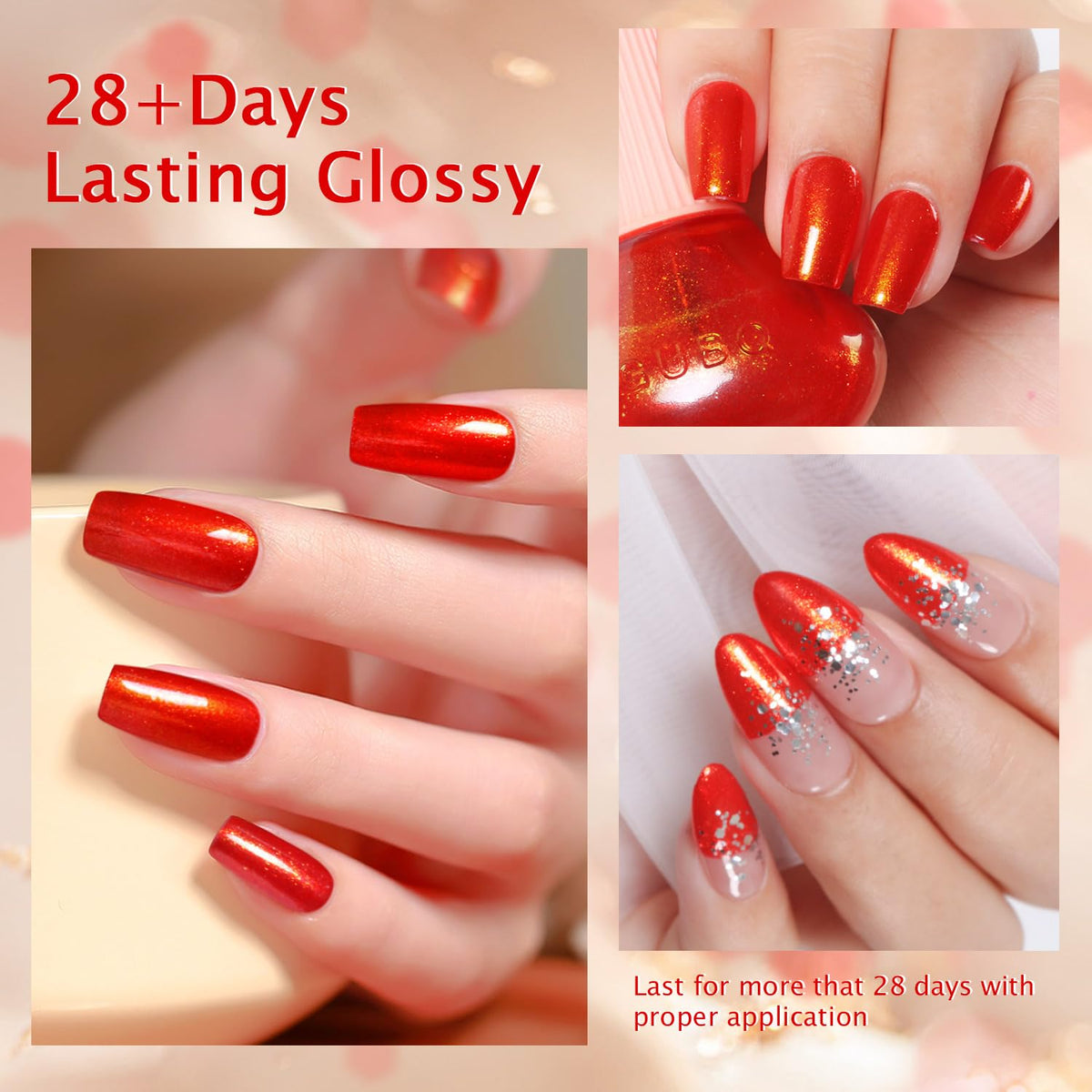 Major Dijit Quick Dry Nail Polish Gold Red Summer Nail Lacquer for Nail Art Regular Nail Polish 0.41 fl oz.
