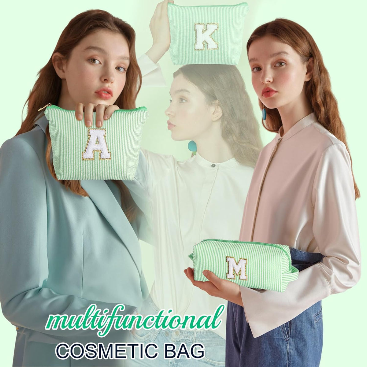 YOOLIFE Cute Makeup Bag for Girls Women - Teenager Girl Gift Ideas | Initial Make Up Bag | Personalized Gifts for Women Friends | Skin Care Bag | Mothers Day Gifts | Tween Girls Trendy Stuff J