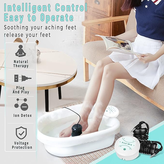 BOEE Ionic Foot Bath Machine with Foot File, Ion Cleanse Detox Bath for Home Use, Regain Vitality and Extra Smooth Feet