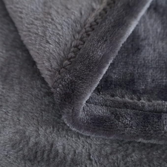 SOCHOW Flannel Fleece Blanket Queen Size, All Season Lightweight Super Soft Cozy Blanket for Bed or Couch, Grey, 90x90 inches