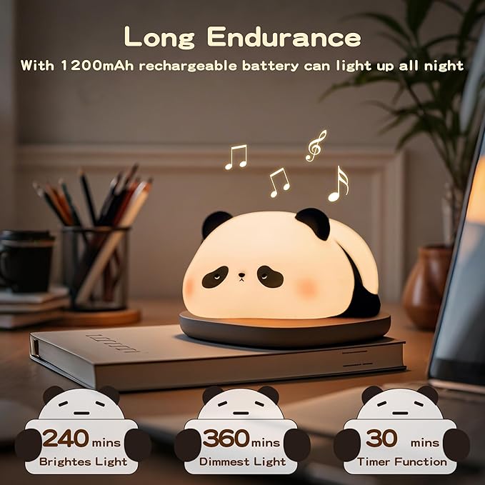 Panda Night Light with White Noise, Sound Machine for Baby Sleeping Aid ,Toddler Sleep Trainer 4 Soothing Sleep Sounds,Timer/Dimmable Nursery Silicone Night Light, Cute Panda Gifts for Kids Boys/Girls