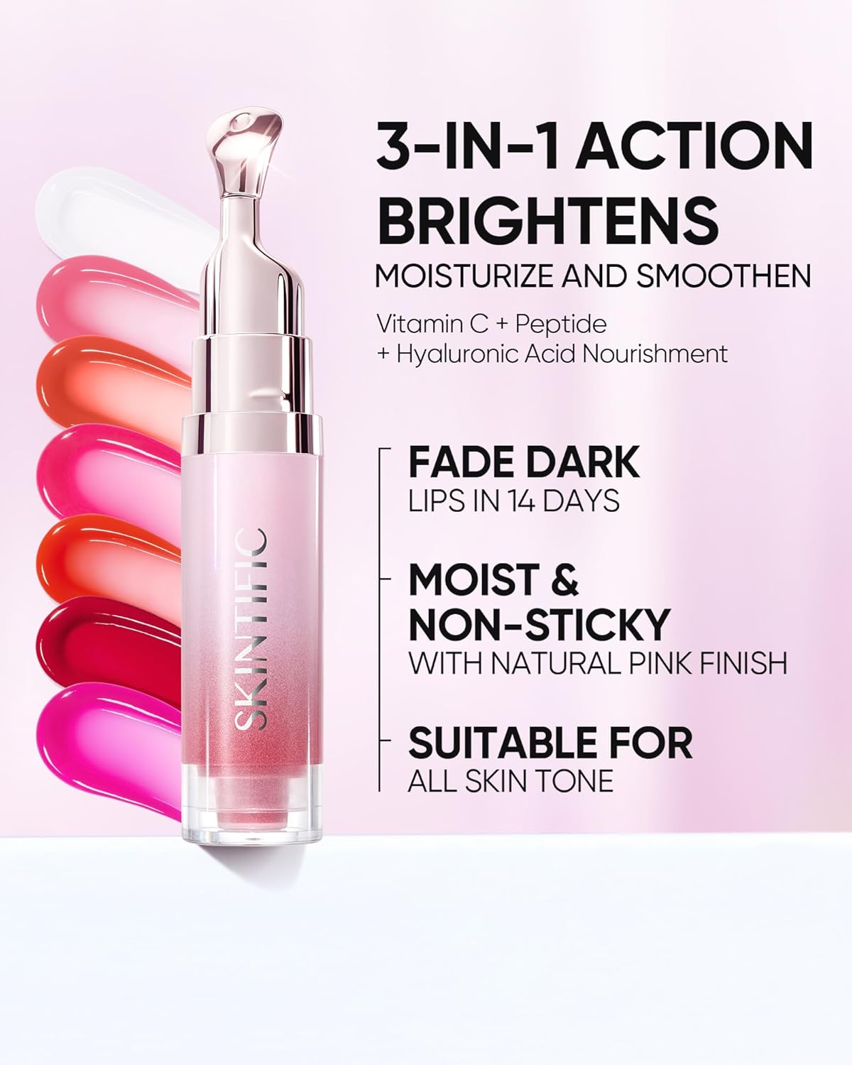 Hydrating Brightening Lip Serum, Nourishing Hydration Tinted Lip Stain, Plumping Lip Gloss with Polypeptide Squalane (03 Cherry Red)