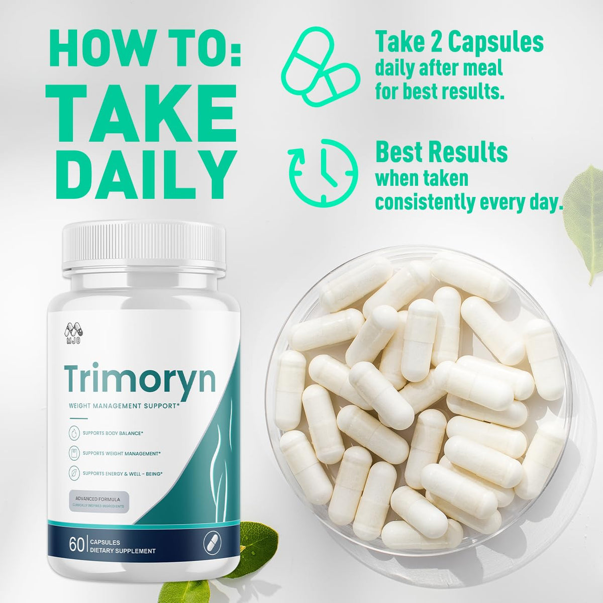 Trimoryn Capsules, Official Trimoryn Pills with All Natural Ingredients, Advanced Trimorin Wellness Support Supplement, Maximum Strength Healthy Lifestyle Vitamins for Women and Men (60 Capsules)