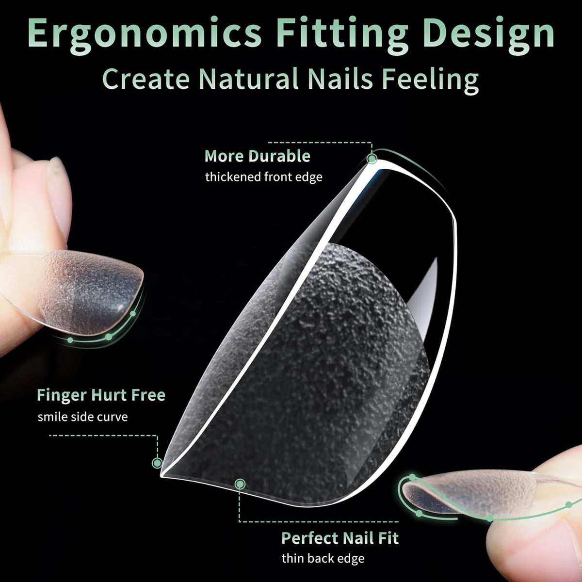 Medium Coffin Nail Tips, 216pcs Acrylic Ballerina Soft Fake Nails Gel Nail Tips, Full Cover Pre-Shaped Matte Clear Press on Nails for Extension, Diy at Home Manicure 12 Sizes