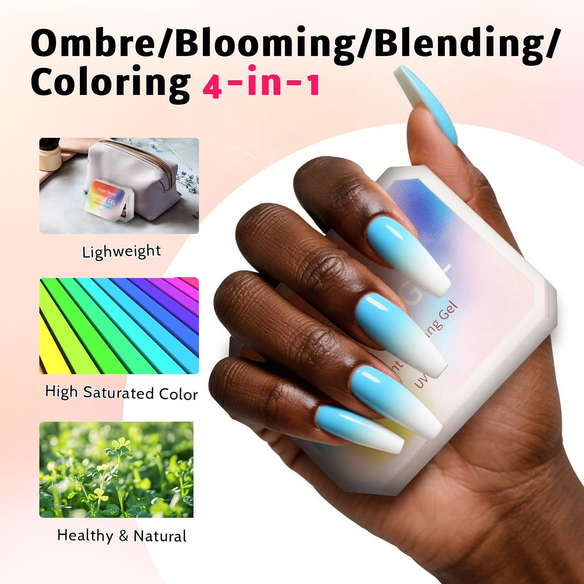 Sponge Pat Paint Nail Gel & Tools Kit, 9 Colors Ombre Nails Gradient Gel Nail Blush Blooming Aura Nails Drawing Stripper Floral Painting Nail Art, No Wipe, UV/LED Curing (9 Colors Set D)