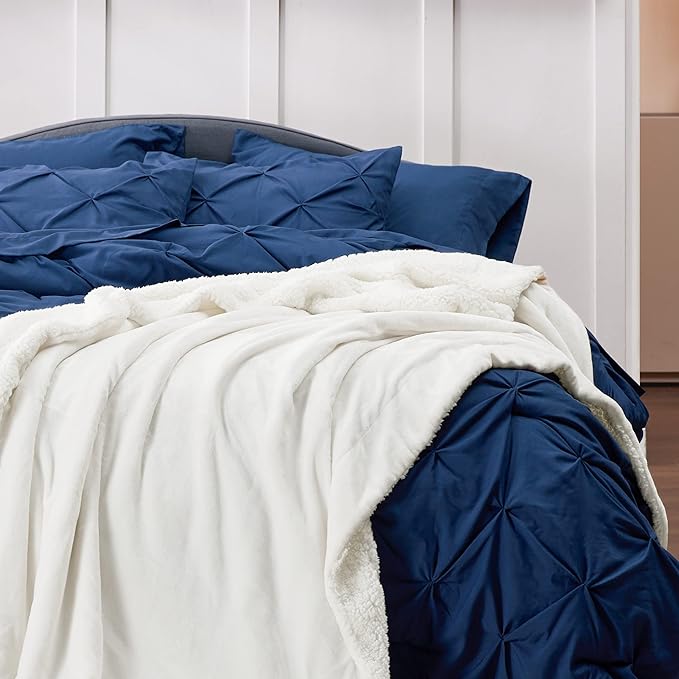 Bedsure Sherpa Fleece Throw Blanket for Couch - Thick and Warm, Soft Fuzzy Plush Throw Blanket for Winter, White, 50x60 Inches