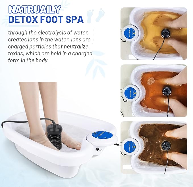 Lecaung Ionic Detox Foot Bath Machine, Personal Ionic Foot Cleanse Ionic Foot Bath SPA Machine for Home Beauty Salon Spa with Basin and Two Round Arrays