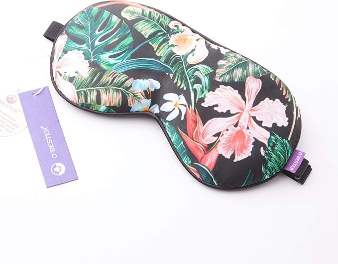 O’Bester Natural Silk Sleep Mask, Comfortable and Super Soft Eye Mask with Adjustable Strap, Ultimate Sleeping Aid, Blindfold, Blocks Light (Orchid)