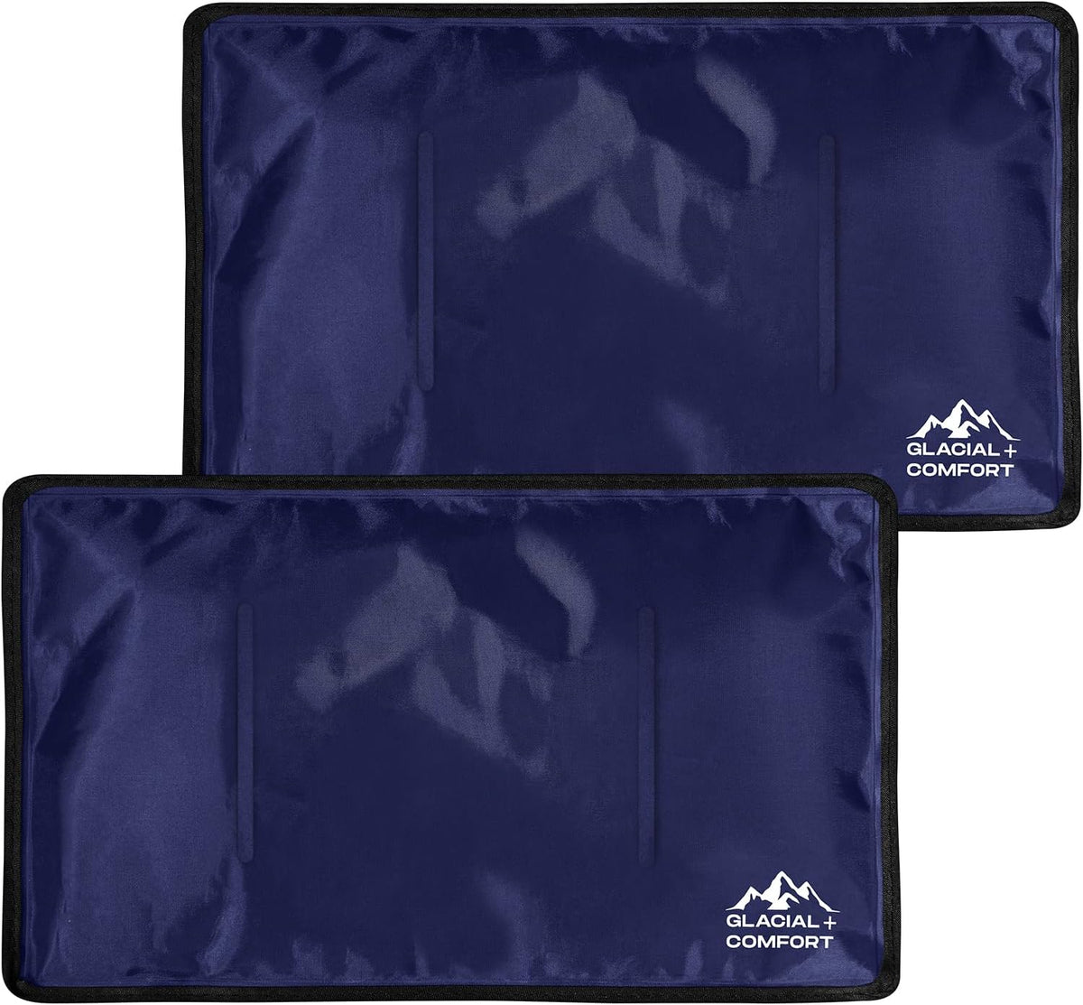 Glacial Comfort Gel Ice Pack for Back Pain - (21" x 13") Reusable Cold Pads for Hip, Knee, Shoulder Injuries, Muscle Strains, Migraine & Postpartum Recovery - Compression Pad