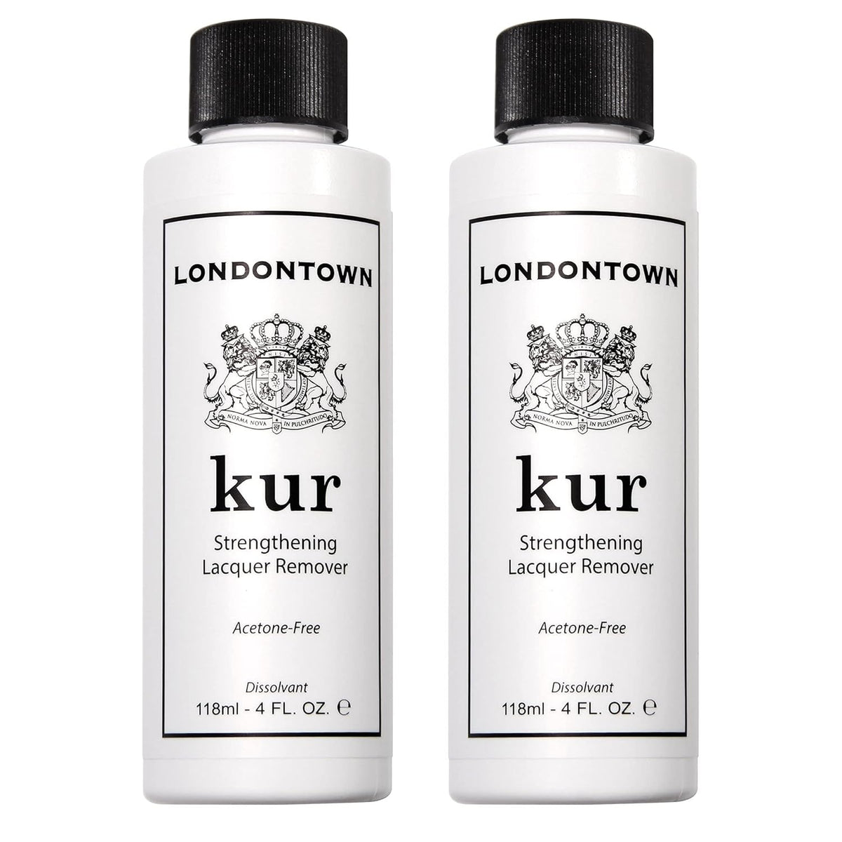 LONDONTOWN Acetone-Free Nail Polish Remover – Fast-Acting, Gentle Formula with Vitamins A & E, Removes Glitter & Dark Polish, Strengthens & Hydrates Nails, 4 fl oz each, Pack of 2
