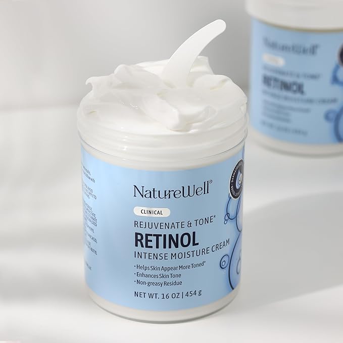 NATURE WELL Clinical Retinol & Vitamin C Moisturizing Cream Skincare Bundle for Face, Body, & Hands, Anti-Aging, Hydrating, Non-Greasy