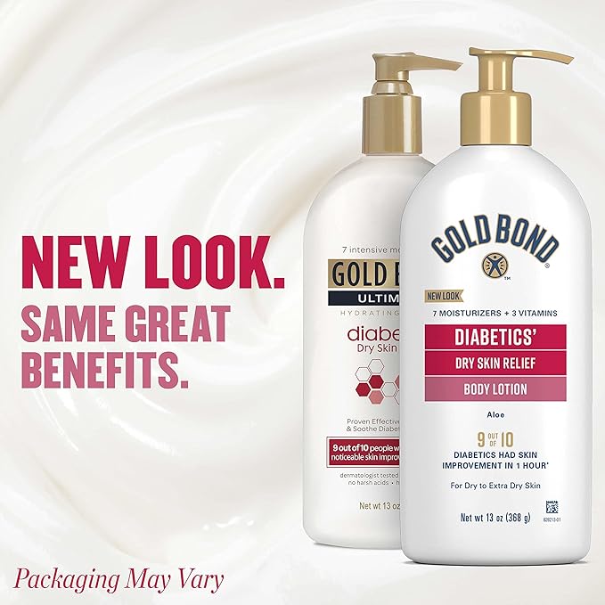 Gold Bond Diabetics' Dry Skin Relief Body Lotion, 13 oz., with Aloe to Moisturize & Soothe