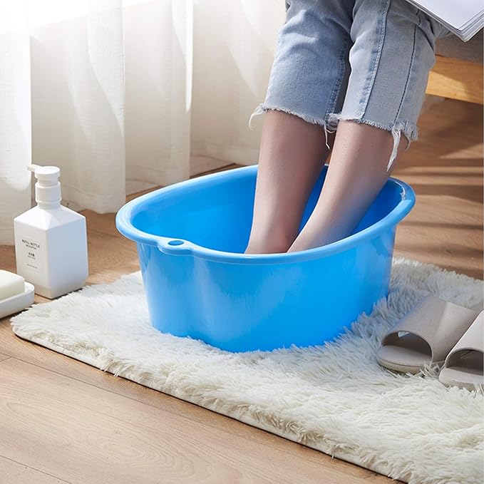 Foot Soaking Bath Basin: Plastic Foot Spa Basin for Soaking Feet - Foot Soaking Tub with Massage Dots - Roomy Foot Soak Bucket for Water Spa and Foot Massage (Black)