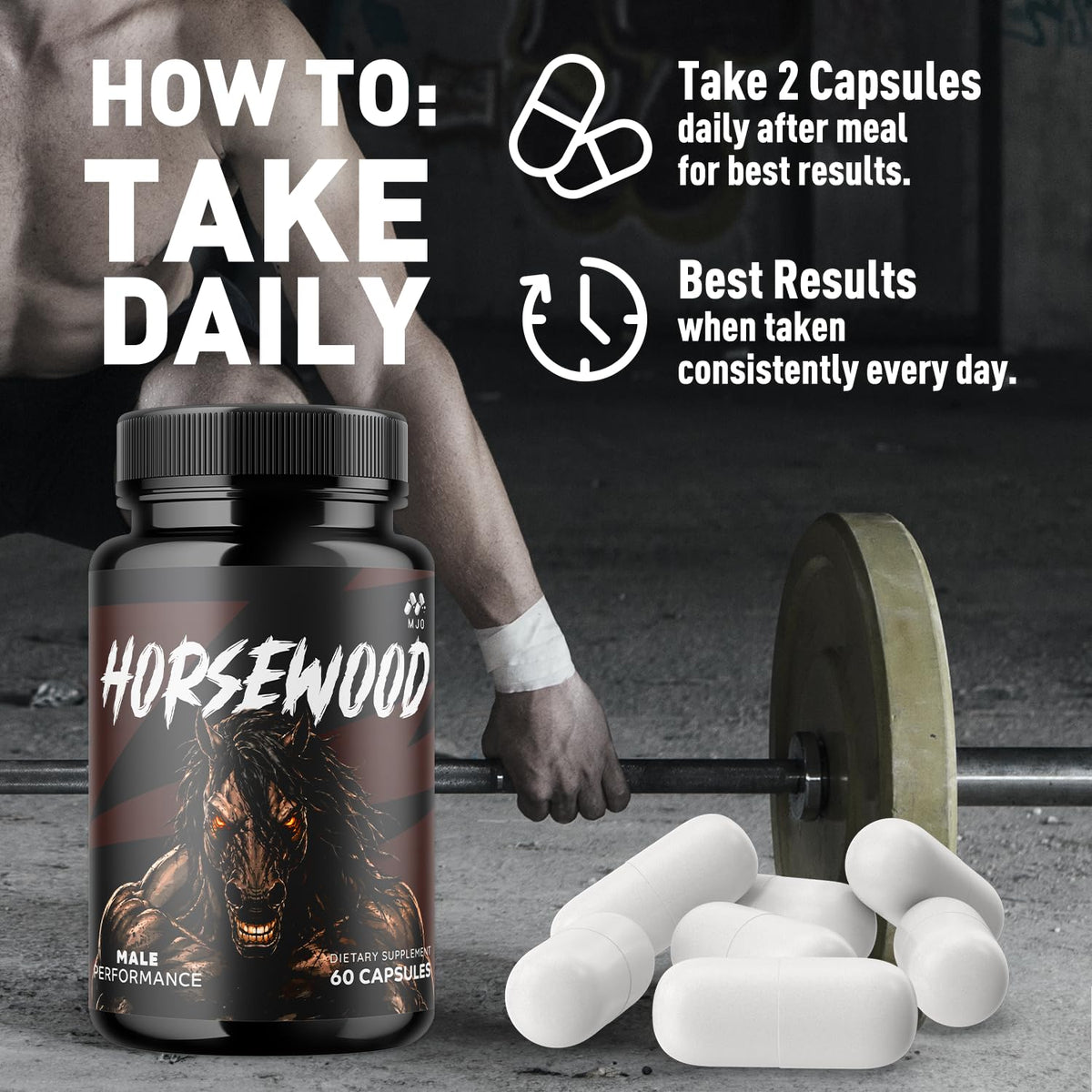 Horsewood Capsules, Official Horsewood Pills for Men with All Natural Ingredients, Max Strength Supplement with Premium Vitamins Supporting Optimal Wellness and Advanced Health Naturally (60 Capsules)
